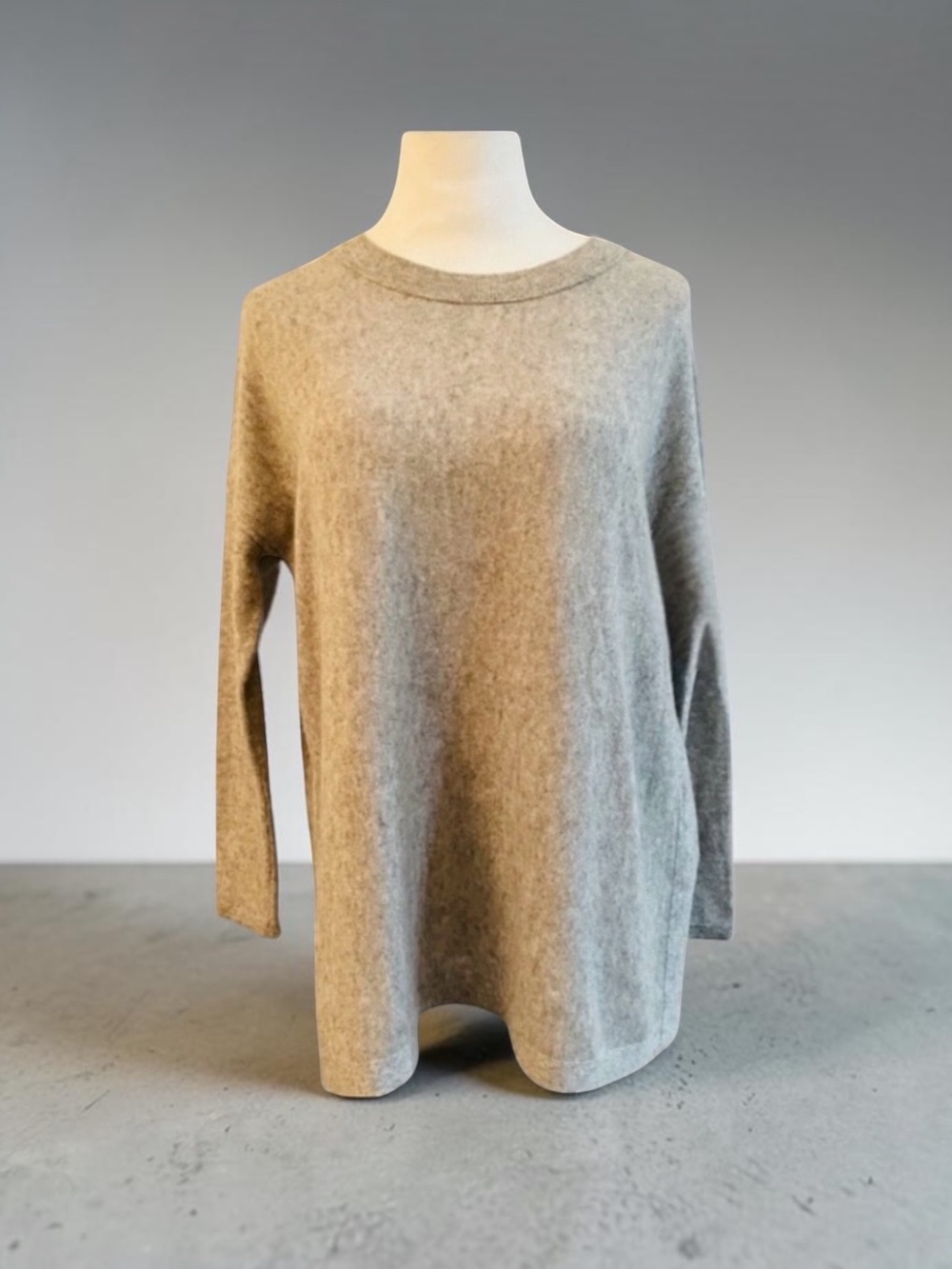 KINROSS CASHMERE HEATHER GREY LONG SLEEVE SWEATER SIZE SMALL